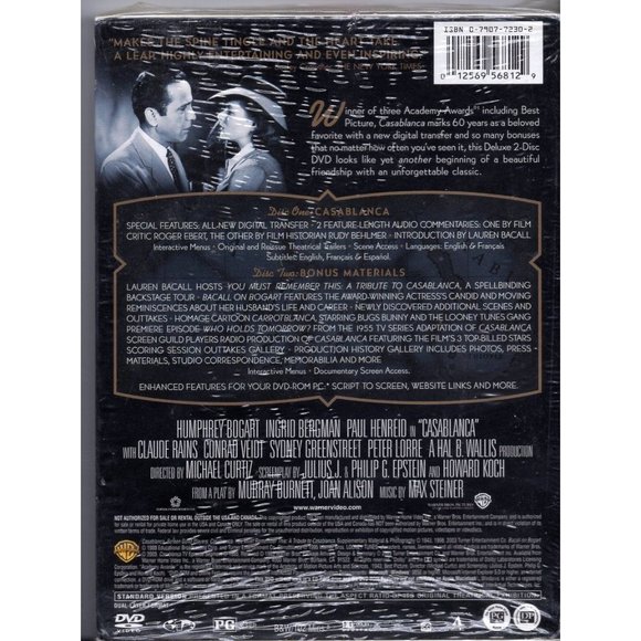 CASABLANCA 2-DISC SPECIAL EDITION DVD, 3 Academy Awards, BRAND-NEW, SEALED - Picture 2 of 2